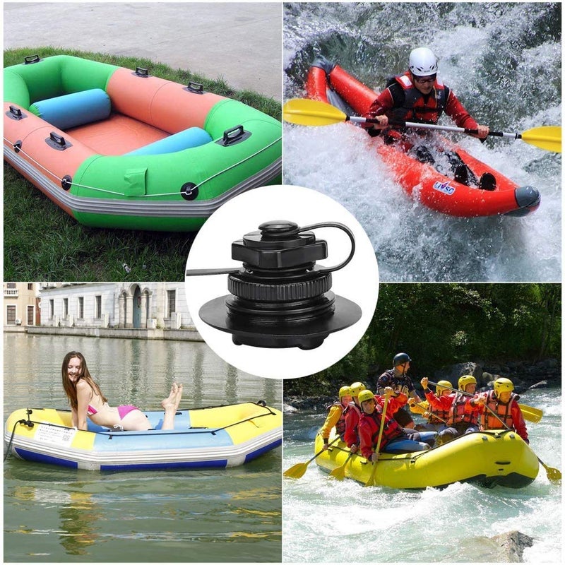 BUZIFU 2pcs Air Valve Inflatable Boat Spiral Air Plugs One-Way Inflation Replacement Screw Boston Valve for Rubber Dinghy Raft Kayak Pool Boat Airbeds,Black, 22mm - Image 3
